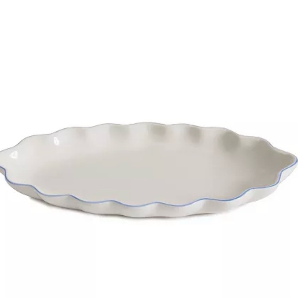 Serena & Lily White Scalloped Ceramic Serving Platter